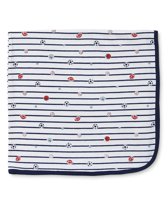 Navy Stripe Sport Baby Blanket