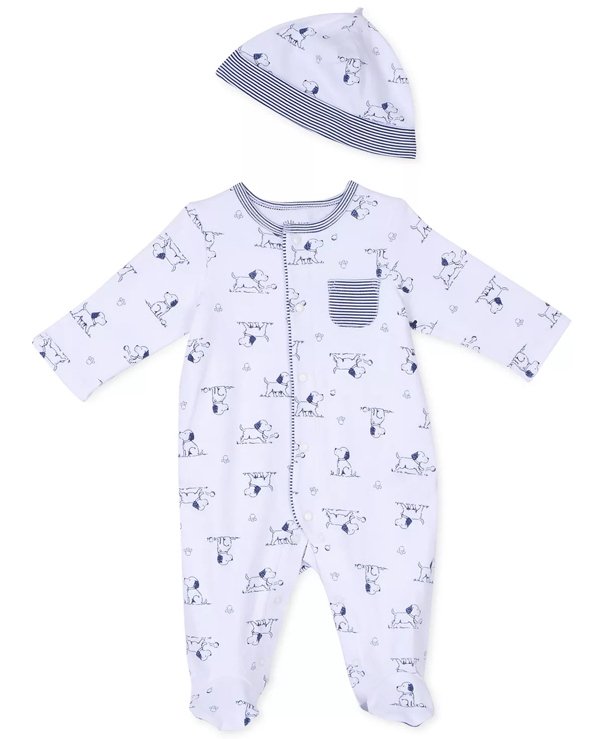 White/Blue Dog Footie W Hat