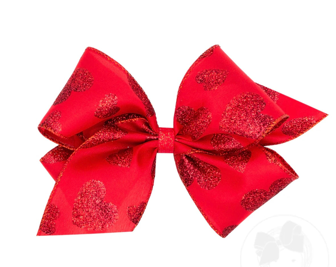 King Red Heart Glitter Bow