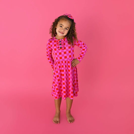 Sydney Pink Checks Tutu Dress