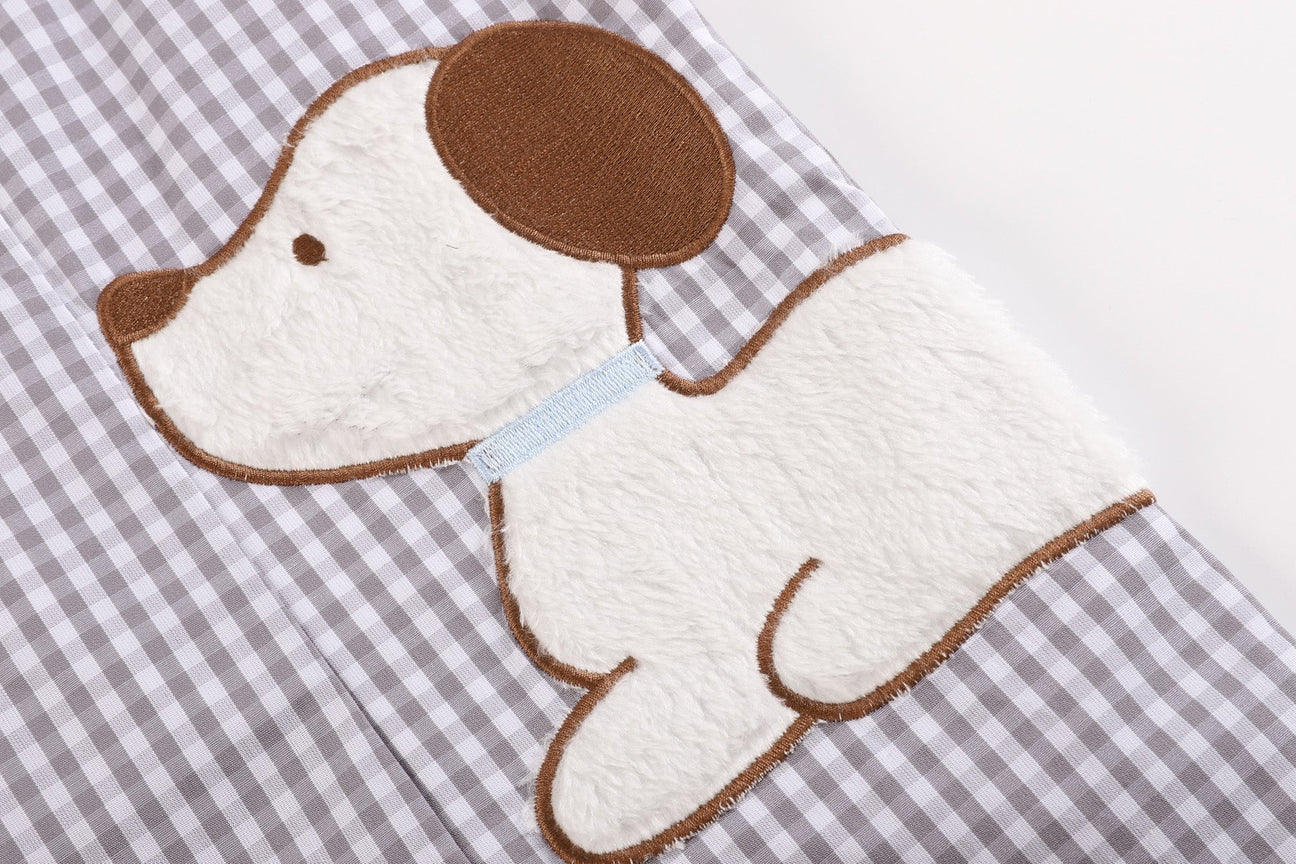 Gray Gingham Puppy Shortall