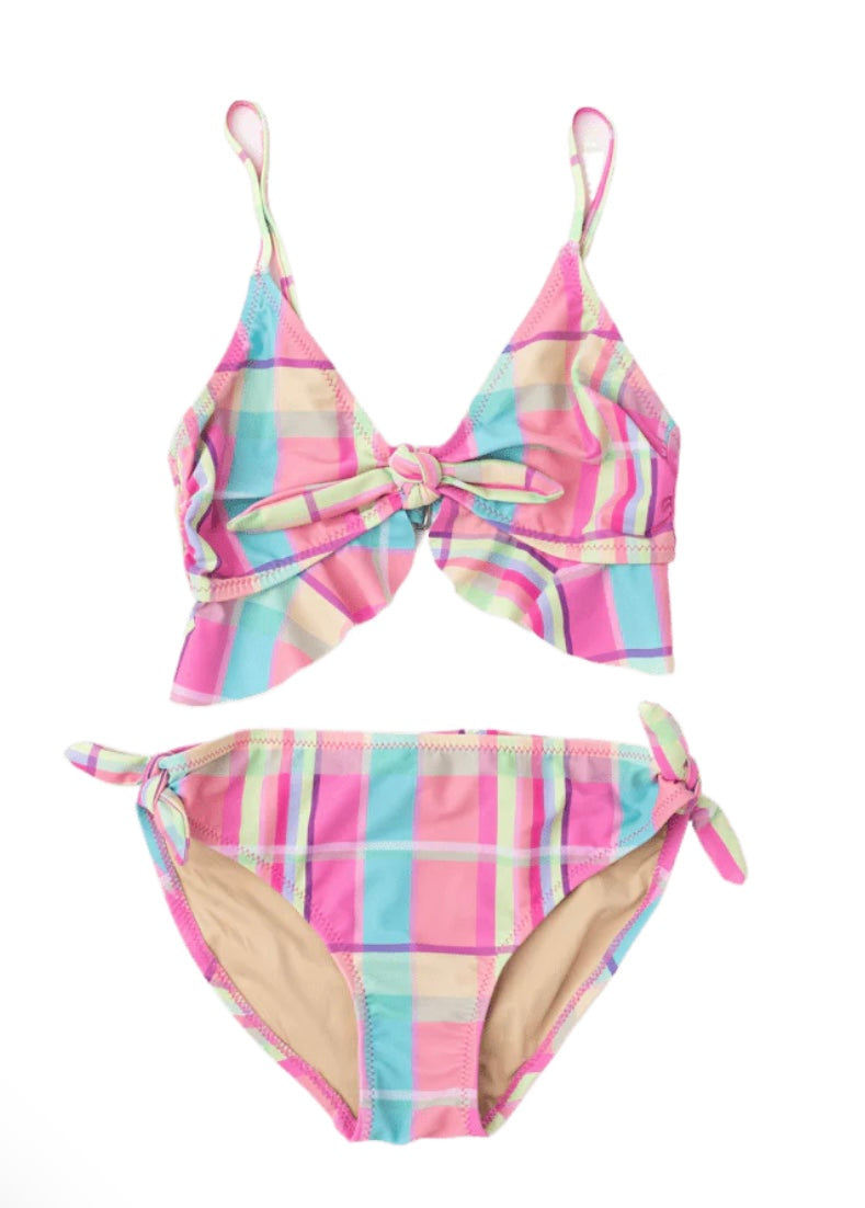 Ruffle Summer Plaid Two Piece Swim