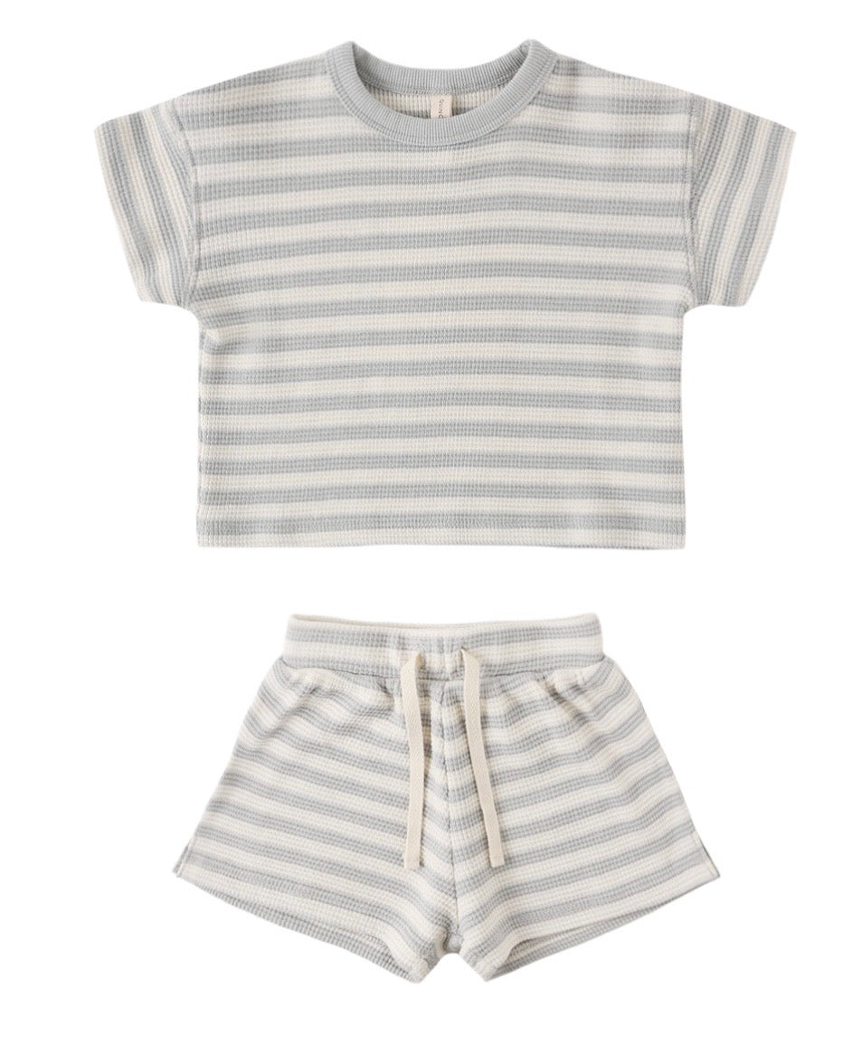 Waffle Tee & Short Set Sky Stripe