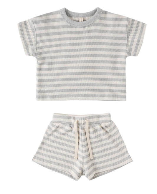 Waffle Tee & Short Set Sky Stripe