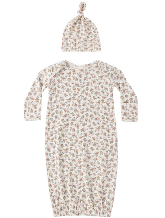 Bamboo Baby Gown & Hat Set Wildflower