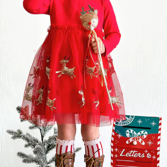 Reindeer Sequin Tutu Dress
