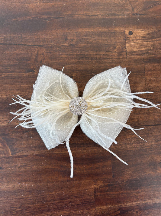 6” Ivory Glitter Bow