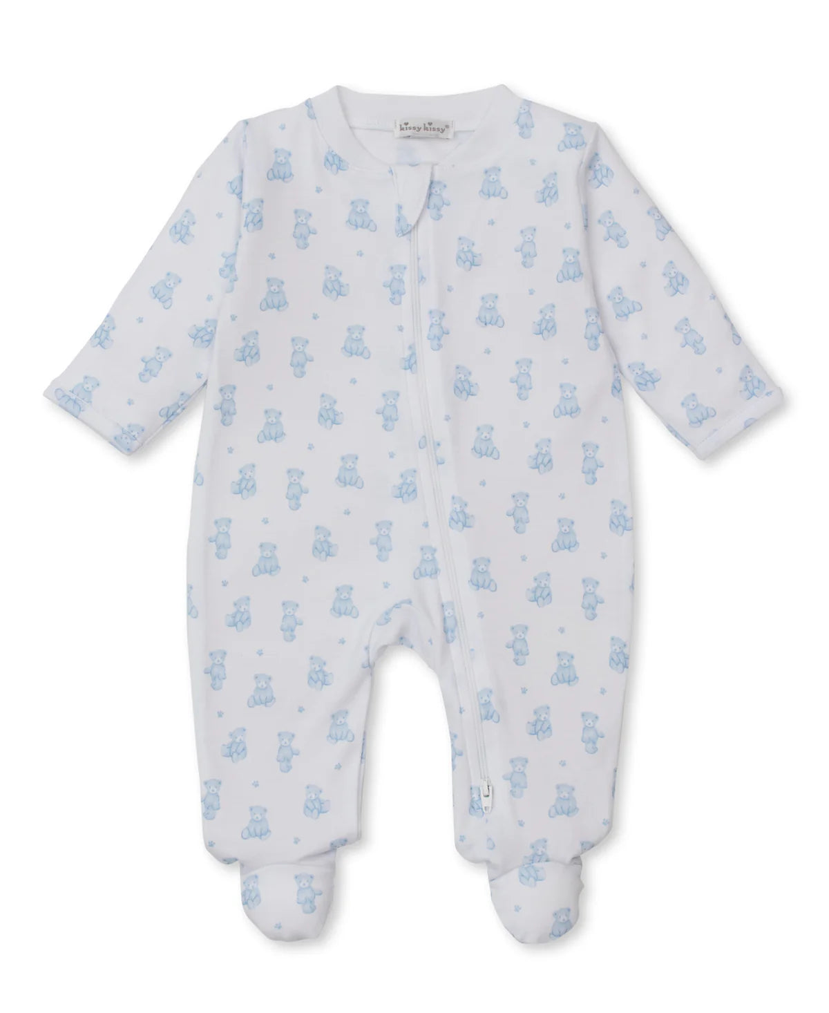 Light Blue Teddy Bears Zip Footie
