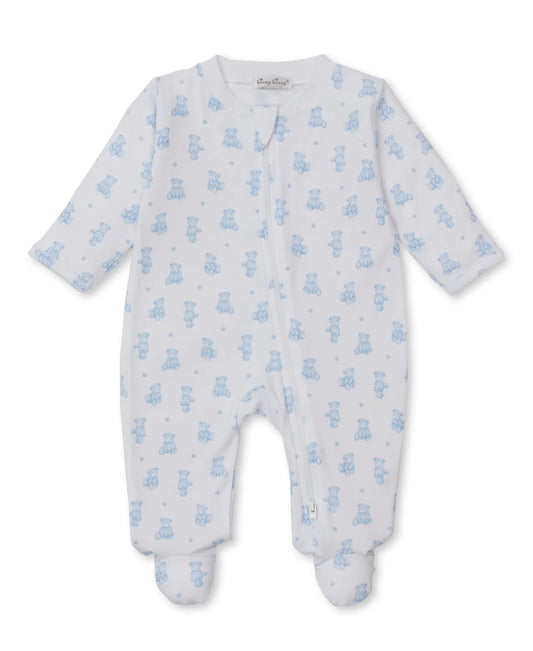 Light Blue Teddy Bears Zip Footie