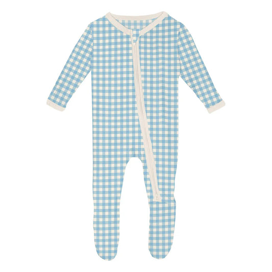 Seaside Blue Gingham Footie