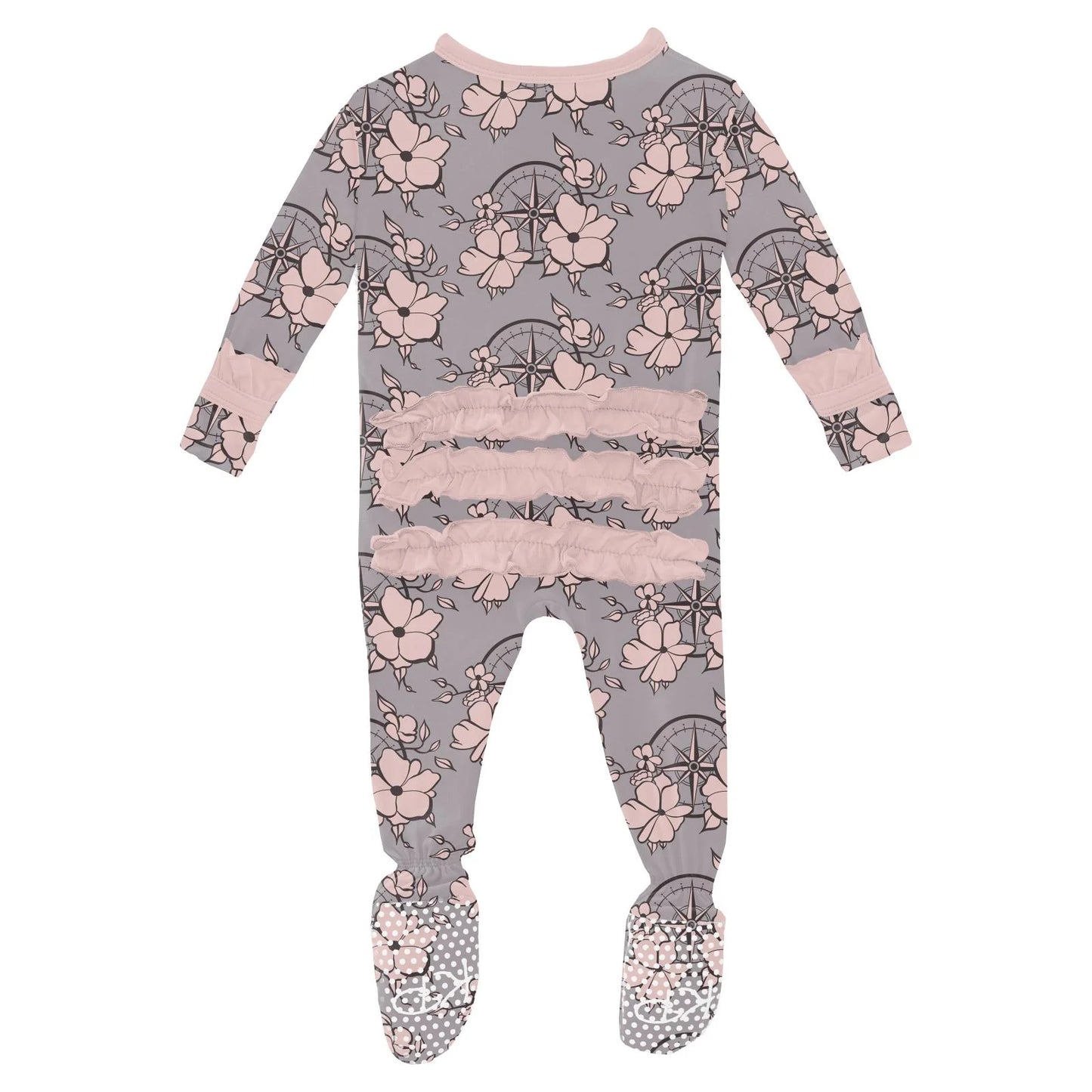 Nautical Floral 2 Way Ruffled Footie