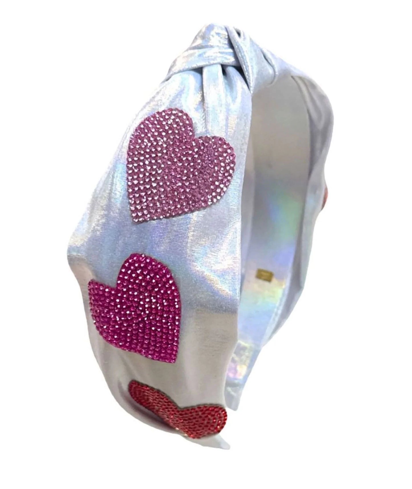 Crystal Hearts Metallic Knot Headband
