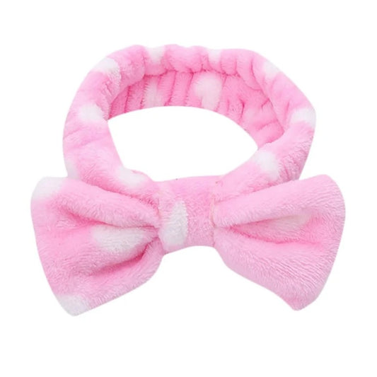 Face Wash Headband - Pink/White Dot