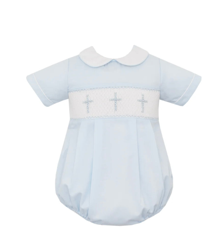 Hand Smocked Cross Blue Bubble