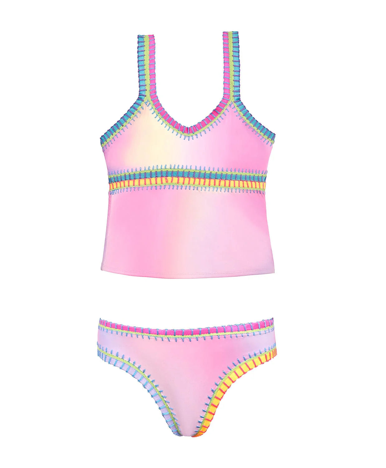 COTTON CANDY RAINBOW EMBROIDERED TANKINI