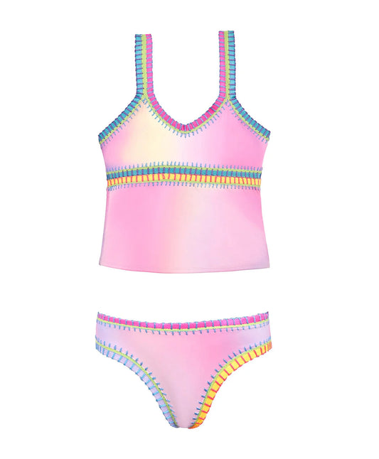 COTTON CANDY RAINBOW EMBROIDERED TANKINI