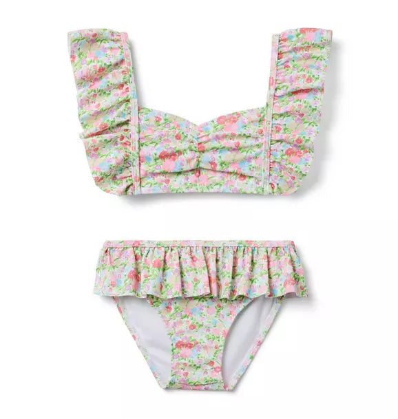 White Ditsy Floral 2-Piece Swimsuit