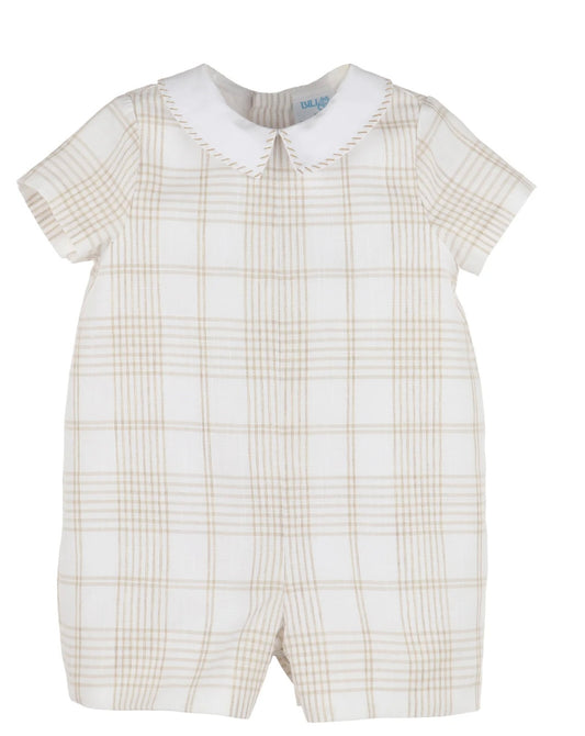 Beige Plaid Romper