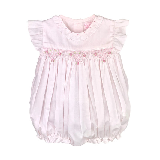Pink Floral Diamond Smocked Bubble