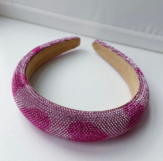 Pink Heart Rhinestone Headband