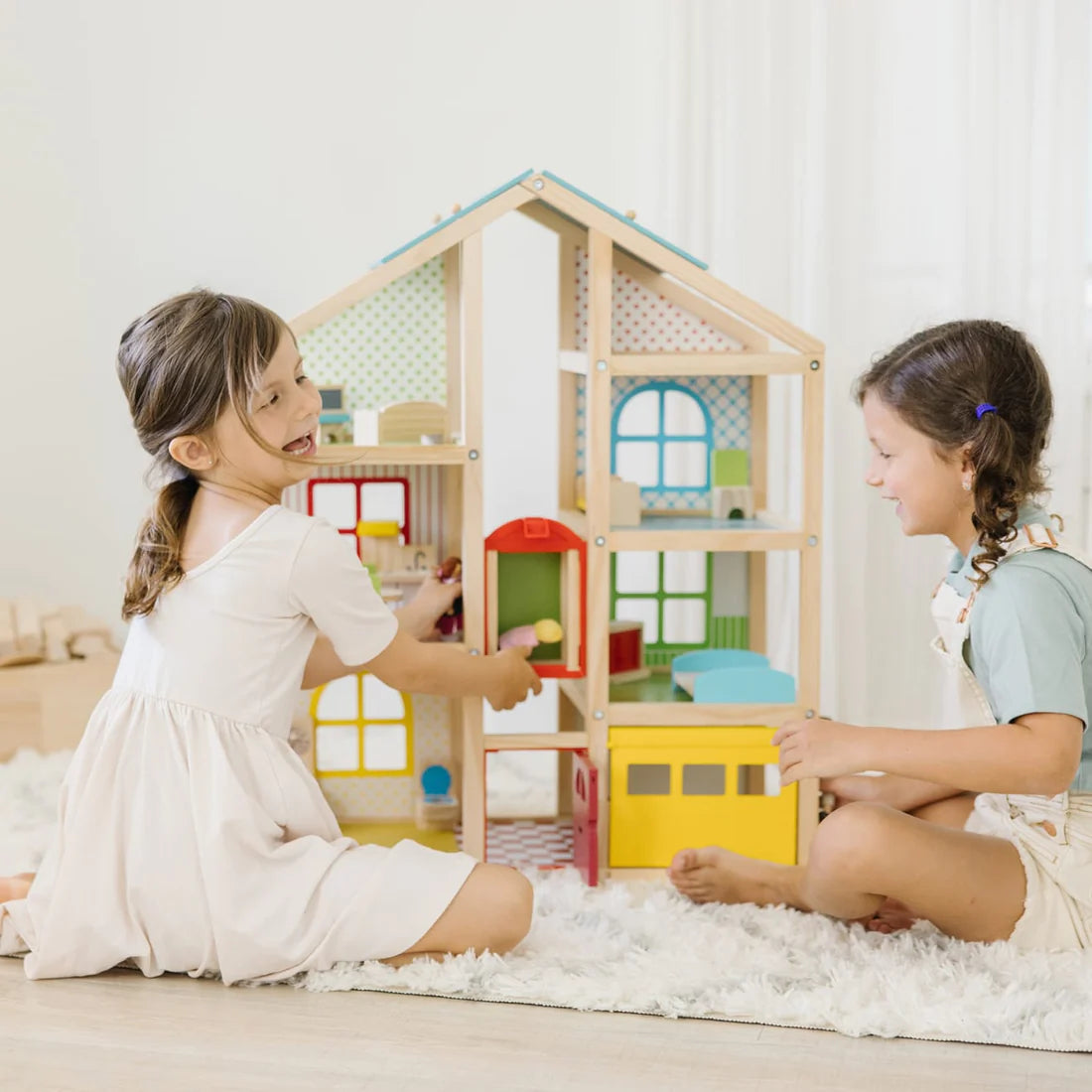 Hi-Rise Wooden Dollhouse and Furniture Set