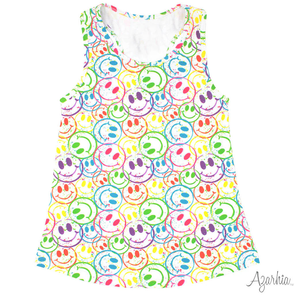 Splatter Smiley Racer Back Tank