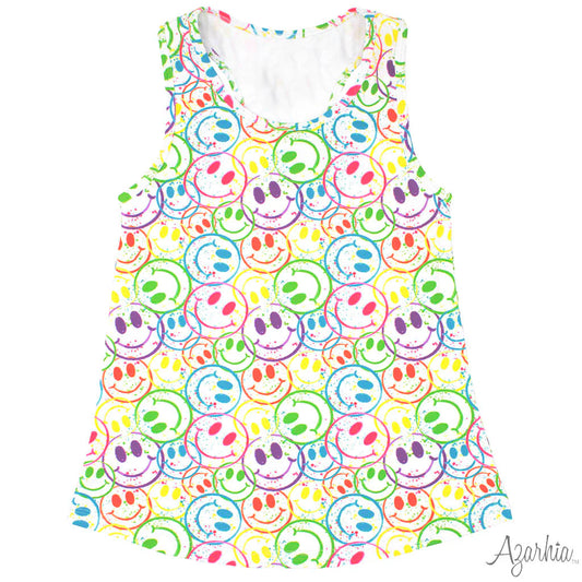 Splatter Smiley Racer Back Tank