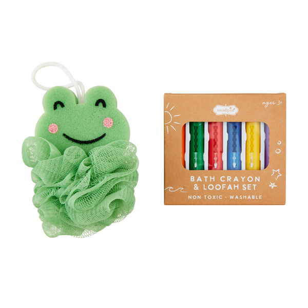 Frog Loofah & Crayon Set