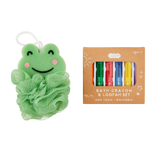 Frog Loofah & Crayon Set