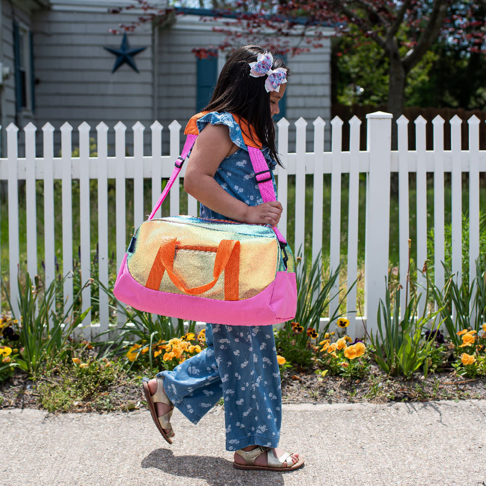 Orange Shimmer Overnighter Duffle Bag