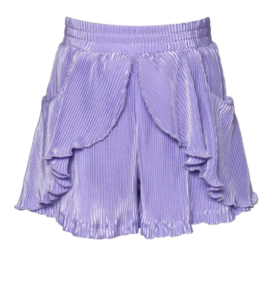 Purple Pleated Tulip Shorts
