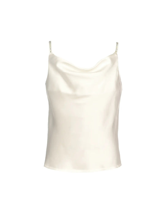 White Rhinestone Strap Blouse