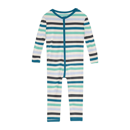 Blue Striped Convertible Sleeper w Zipper