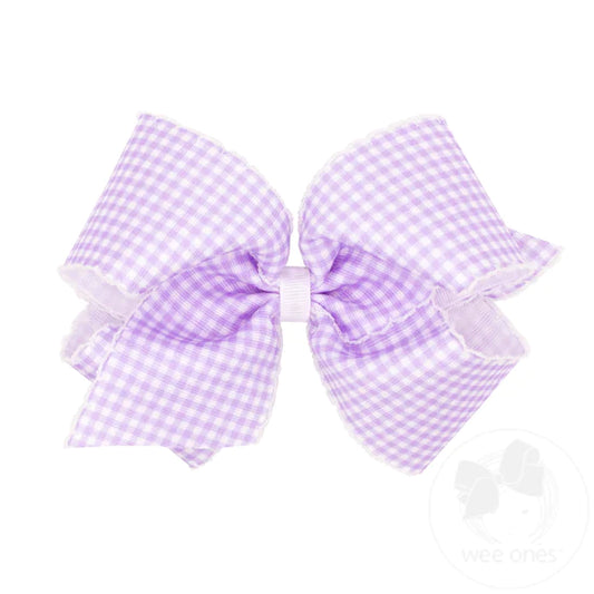 Lavender Gingham Bow w Moonstitch