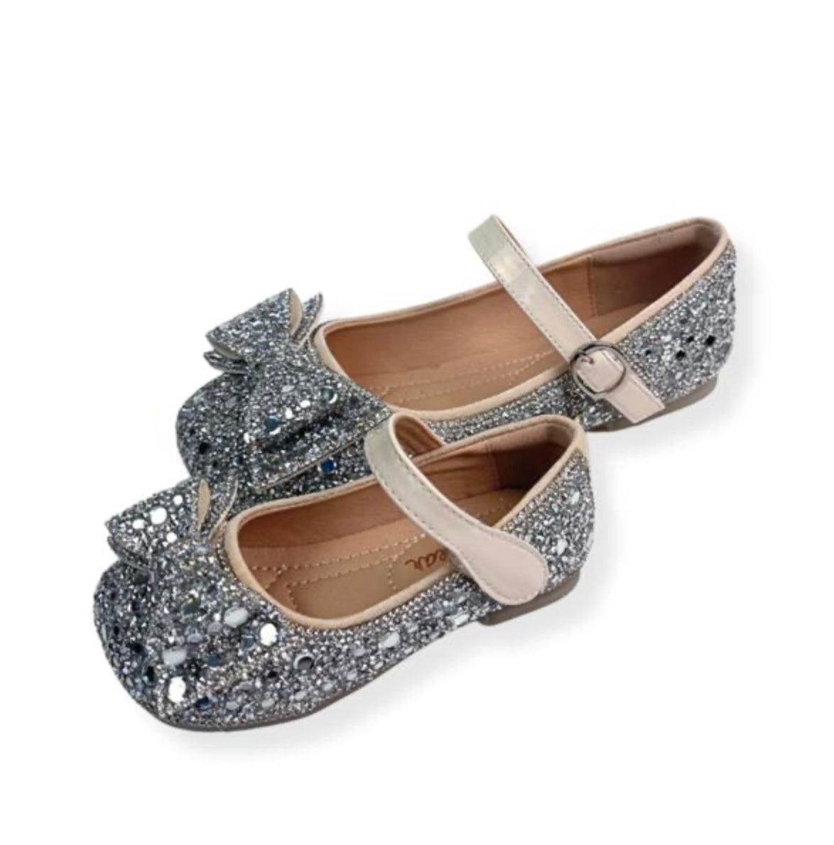 Silver Embellished Bowtie Flat