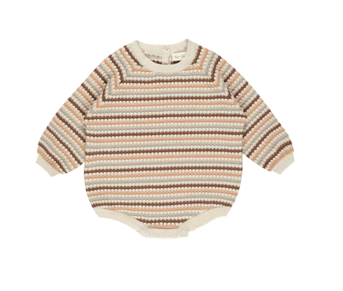 Honeycomb Stripe Crewneck Romper