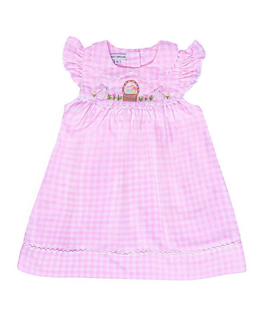 Happy Easter Pink Gingham Dress