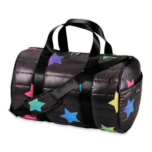Multi Glitter Star Puffer Duffle Bag