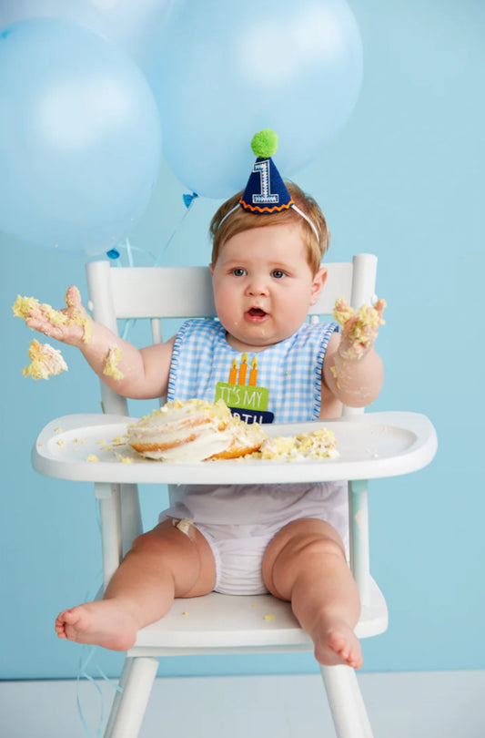 Blue 1st Birthday Bib & Hat Set