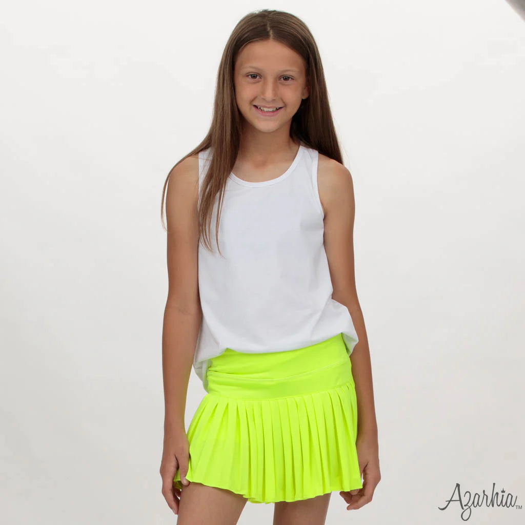 Neon Yellow Pleated Skort