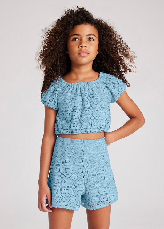 Blue Lace Shorts