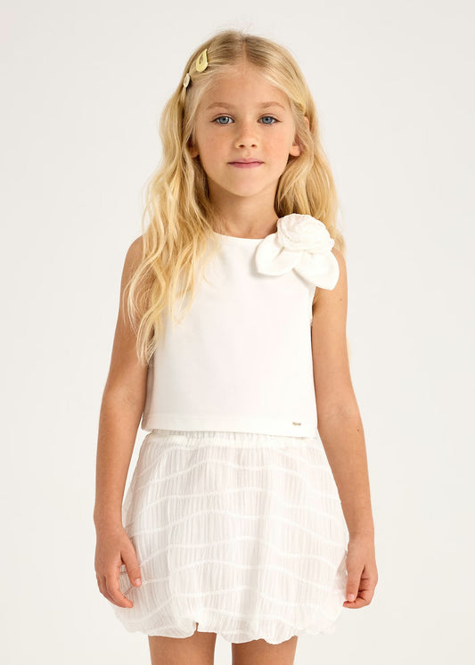 White Bubble Skirt and Top Set
