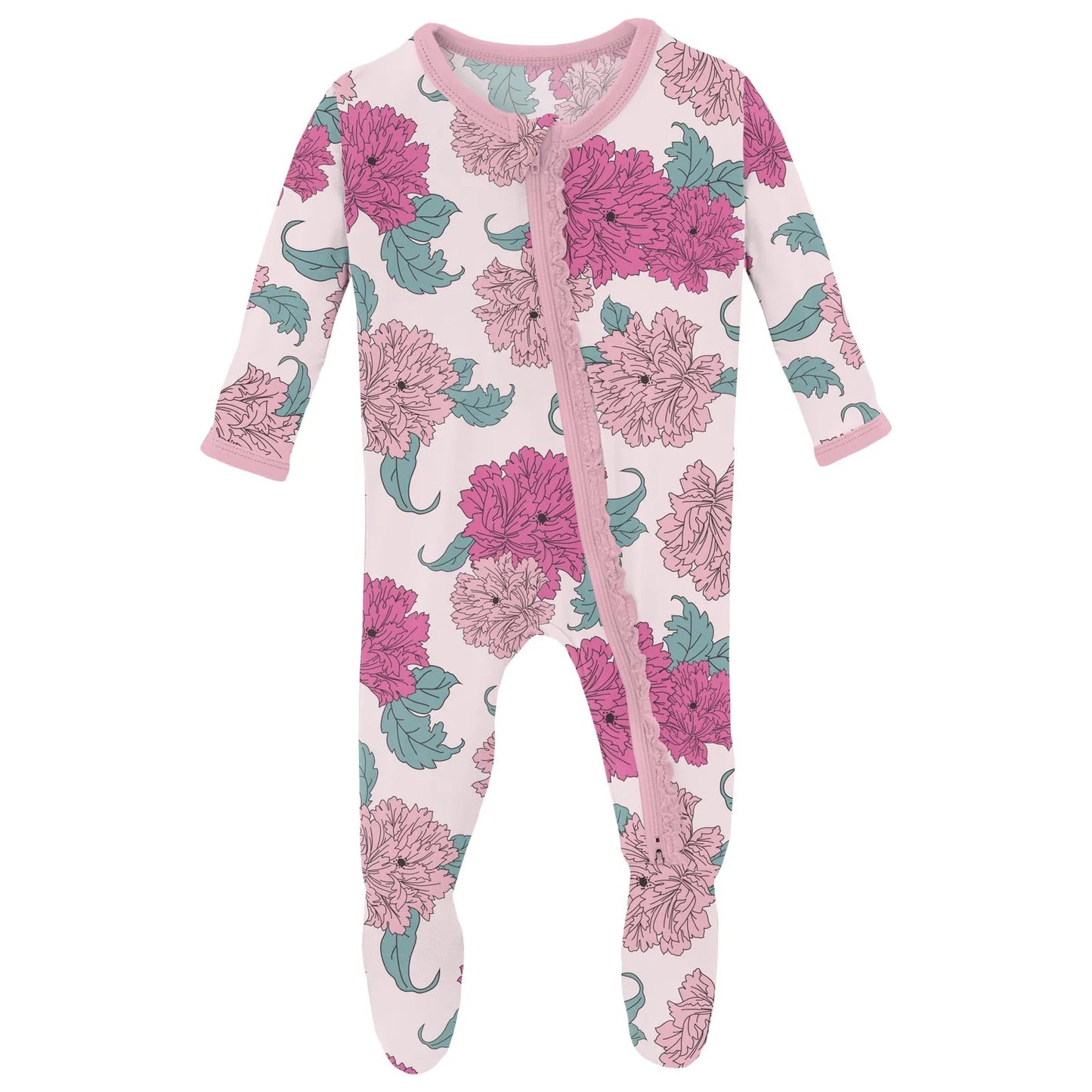 Violet Peonies Ruffled Footie