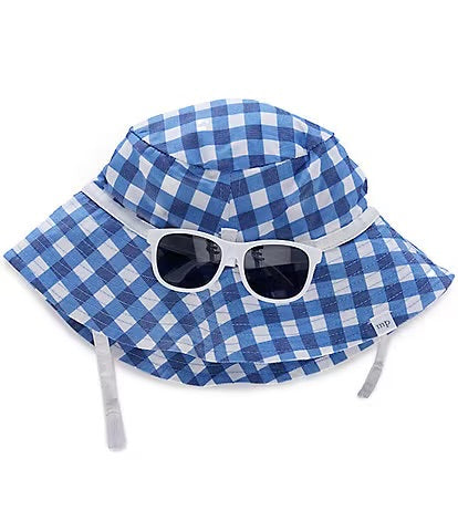 Blue Plaid Hat + Sunglasses