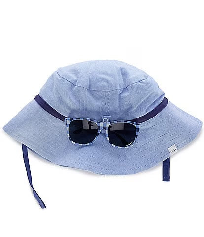 Blue Hat + Plaid Sunglasses
