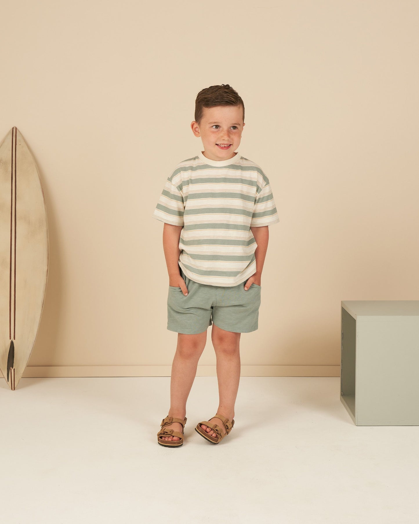 Aqua Striped Relaxed Tee