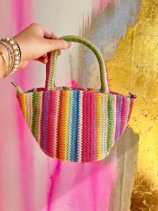 Colorful Raffia Zig Zag Purse