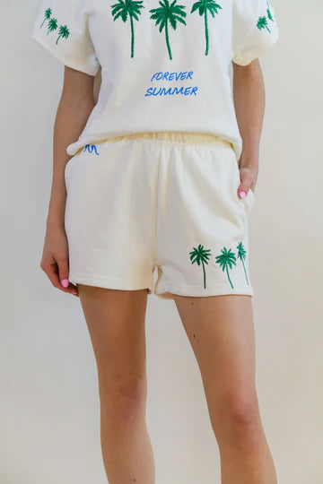 White Palm Tree Shorts