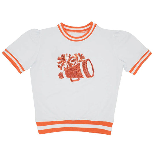 Orange Sequin Megaphone Top