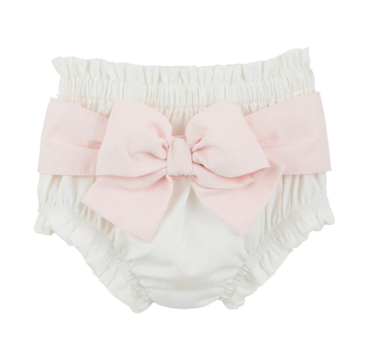 White with Pink Bow Diaper Cover